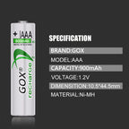 GOX 1.2V AAA OR AA Rechargeable Battery With Smart LCD Charger