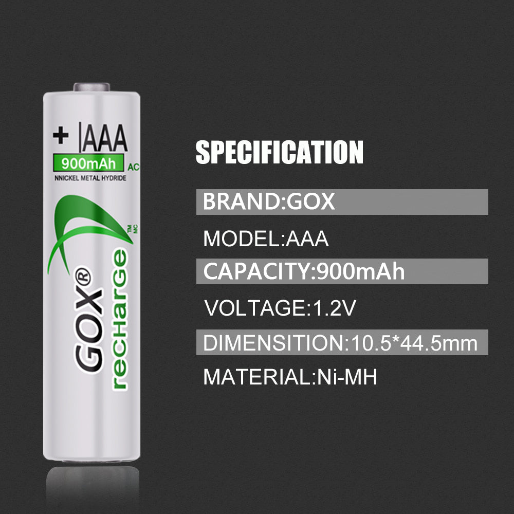 GOX 1.2V AAA OR AA Rechargeable Battery With Smart LCD Charger