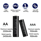 Panasonic Eneloop Pro 1.2V AA 2550mah And AAA 850mah Rechargeable Batteries