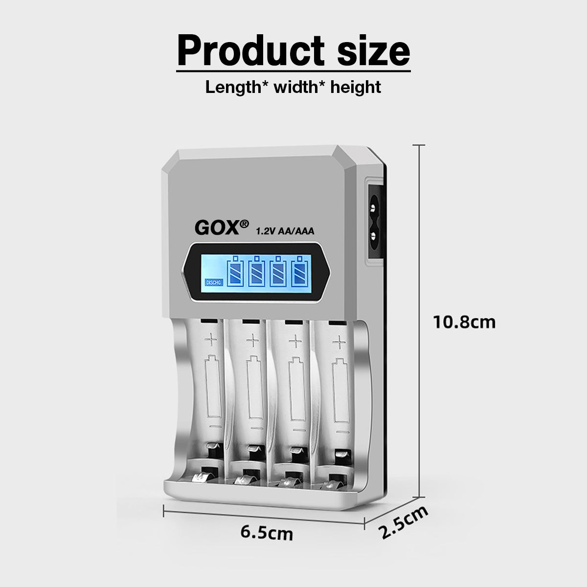 GOX 1.2V AAA OR AA Rechargeable Battery With Smart LCD Charger