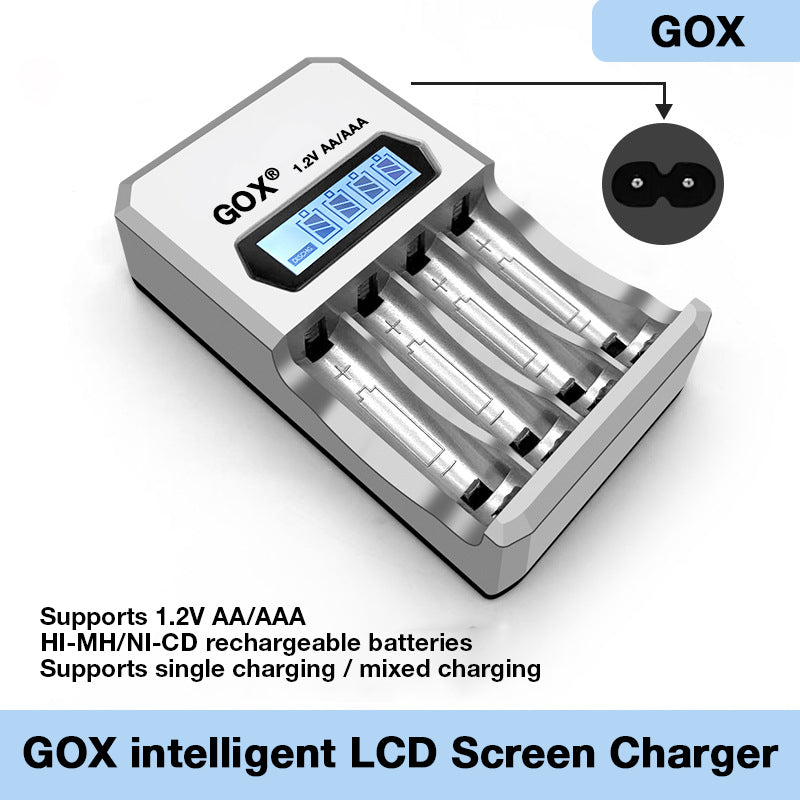 GOX 1.2V AAA OR AA Rechargeable Battery With Smart LCD Charger
