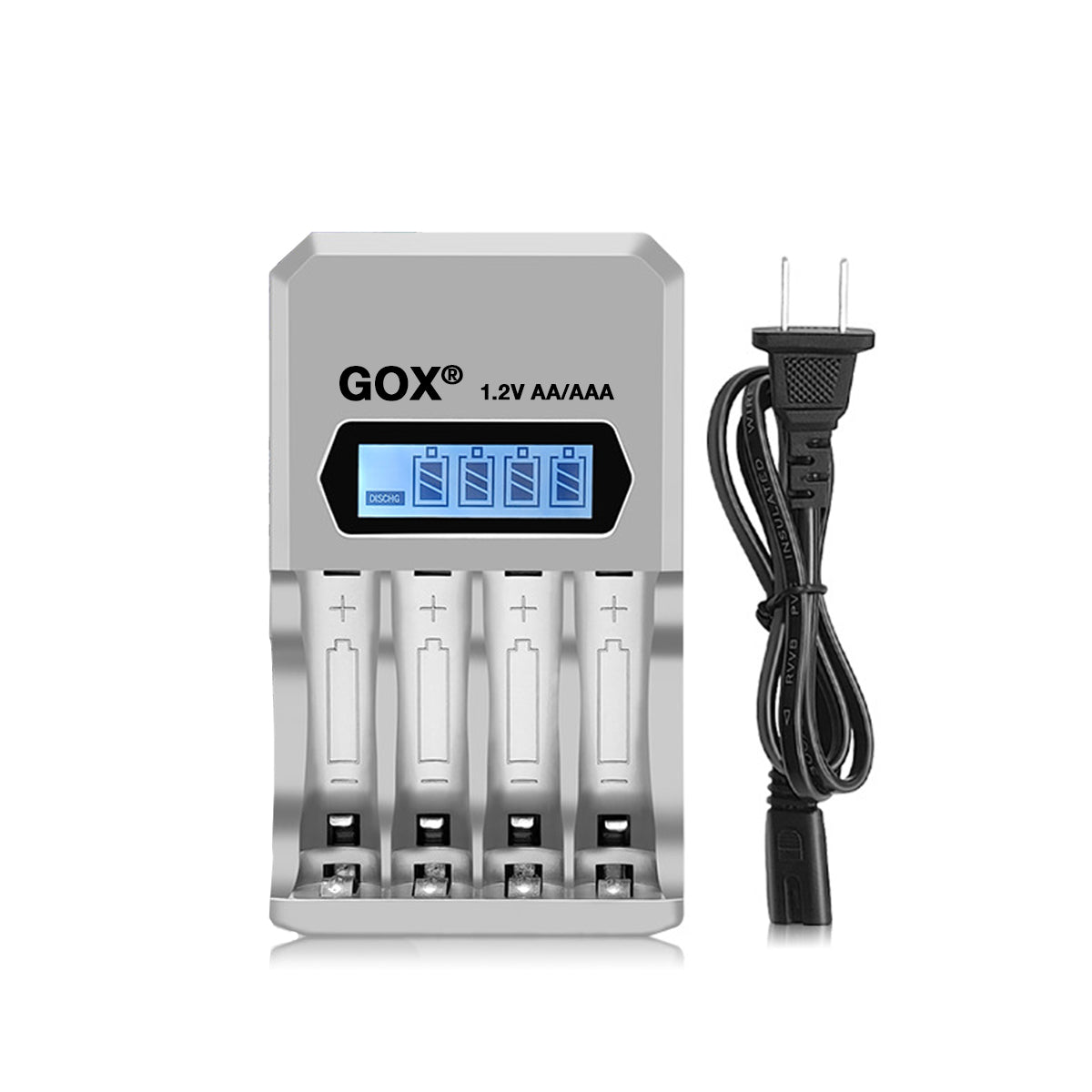 GOX 1.2V AAA OR AA Rechargeable Battery With Smart LCD Charger